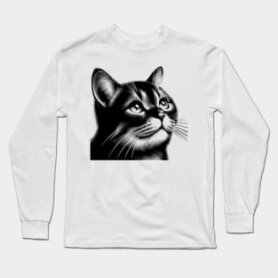 The Enigmatic Stare of the Black Cat Long Sleeve T-Shirt